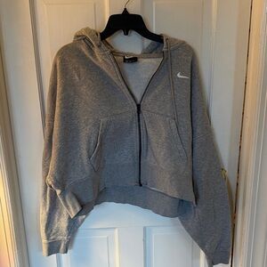 Nike Grey Cropped Zip Hoodie Jacket